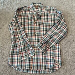 Peter Millar Mens Size Large Cotton Button Up Long Sleeve Plaid & Checks Shirt